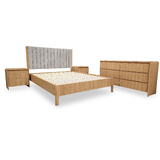 Aurora American Oak Dresser Upholstered Bedroom Package KING
