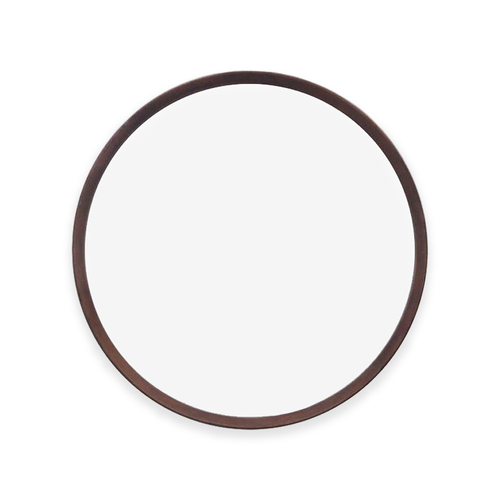 Large Round Wall Mirror - Walnut American Oak Frame