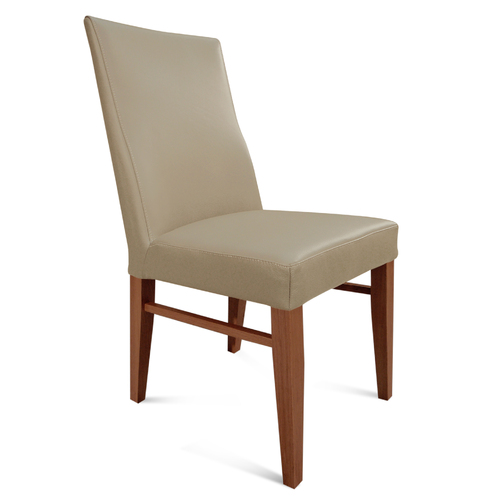 The Contour Mid Back Full Grain Leather Dining Chair MOCHA Blackwood Leg