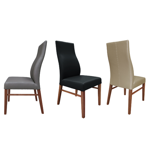 The Contour High Back Full Grain Leather Dining Chair  w Blackwood Leg