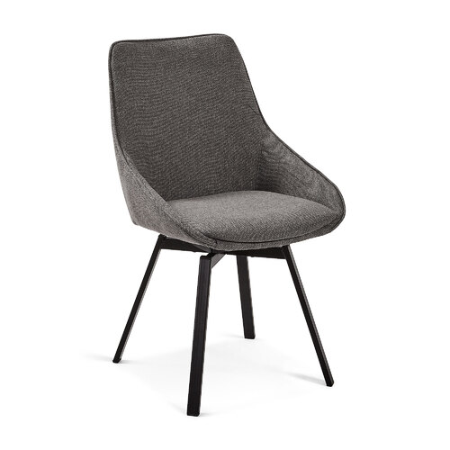 Arnie Swivel Base Fabric Dining Chair DARK GREY