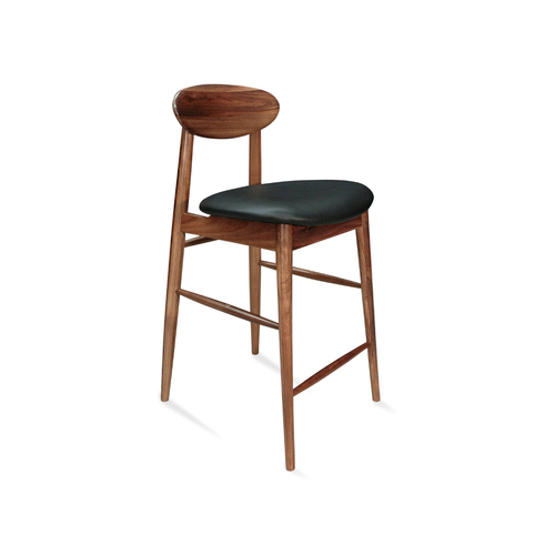 Oliver Mid Century Design Barstool - Tasmanian Blackwood - BLACK Upholstered Seat
