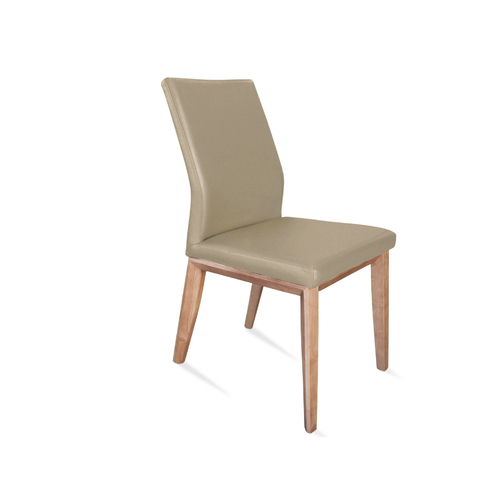 Maya Leather Dining Chair MOCHA w Natural Leg