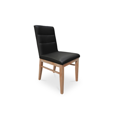 Nico Leather Dining Chair BLACK w Tasmanian Oak Leg