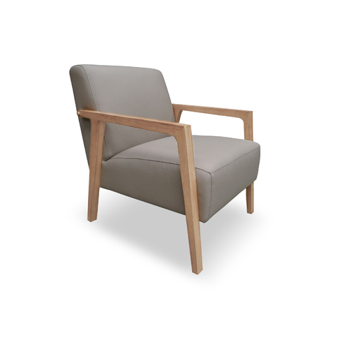 Noah Single Seater Occasional Accent Armchair in Italian Leather GREY