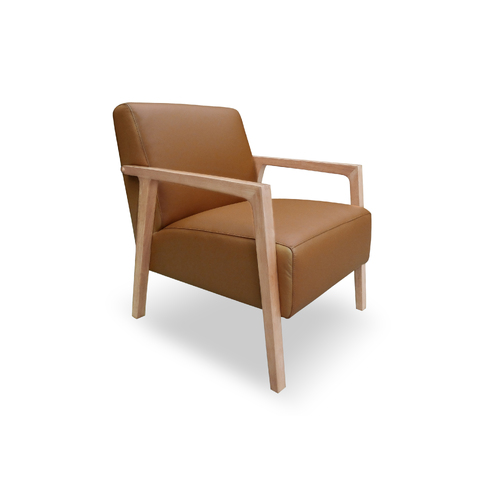 Noah Single Seater Occasional Accent Armchair in Italian Leather TAN