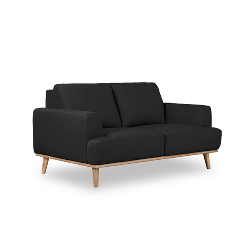 Noah 2 Seater Lounge Sofa in Italian Leather BLACK