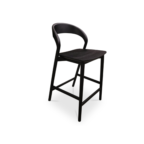 Aurora Black American Oak Barstool - Solid Timber Seat