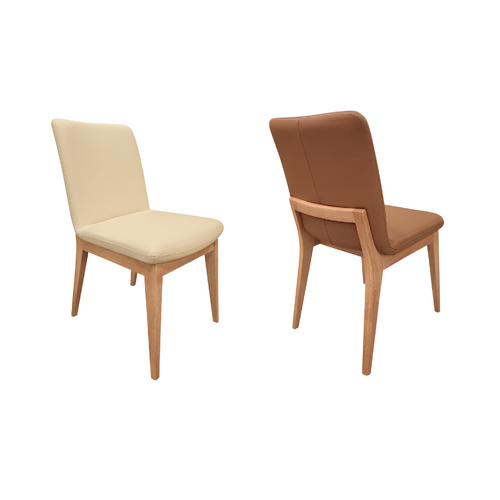 Cameron Leather Dining Chair w Tasmanian Oak Leg