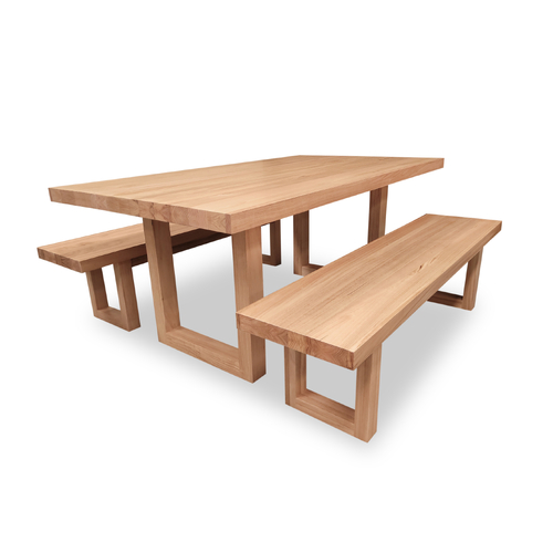 Bondi Tasmanian Oak 1800 Dining Set with 2 x 1700 Bench Seats