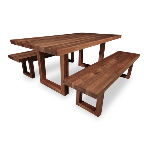 Bondi Tasmanian Blackwood 1800 Dining Set with 2 x 1700 Bench Seats