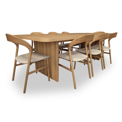 Aurora American Oak 2500 Dining Set with 8 x Aurora Chairs