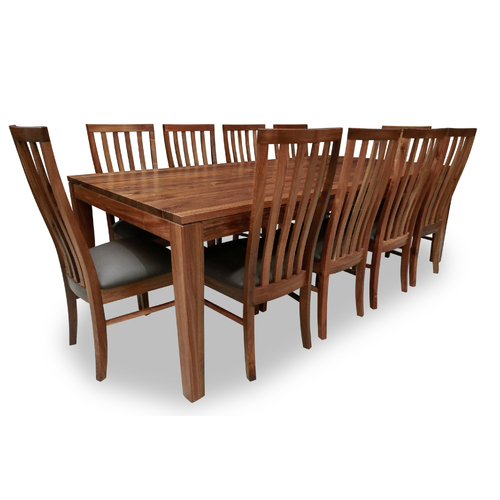 Hamilton Tasmanian Blackwood 2400 Dining Package with 10 x No 2 Timber Dining Chairs
