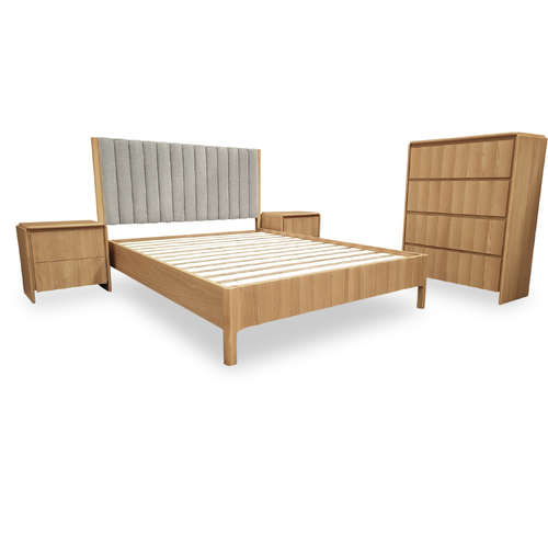 Aurora American Oak Tallboy Upholstered Bedroom Package